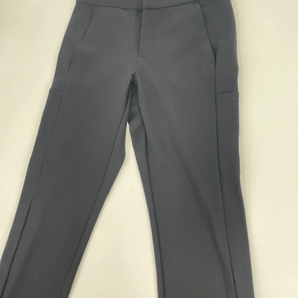 Athleta Stellar Skinny Trouser Pants Womens Size 2 Nylon Spandex Black Ankle Zip - Picture 3 of 10